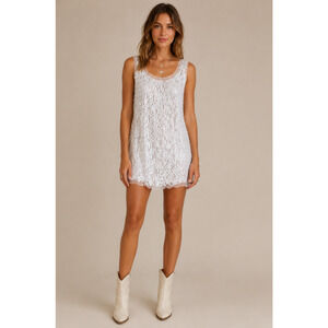 FP One Women White Sequin Shift Dress Mini Size S Sleeveless Party Festival Boho